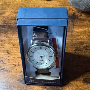 George Silver Dial Watch with Brown Strap